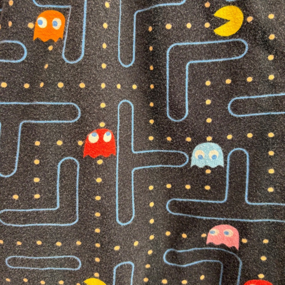Pac-Man Pajama Pants Mens Large Black Good‎ All Over Maze Print Cotton Lounge - Picture 7 of 14